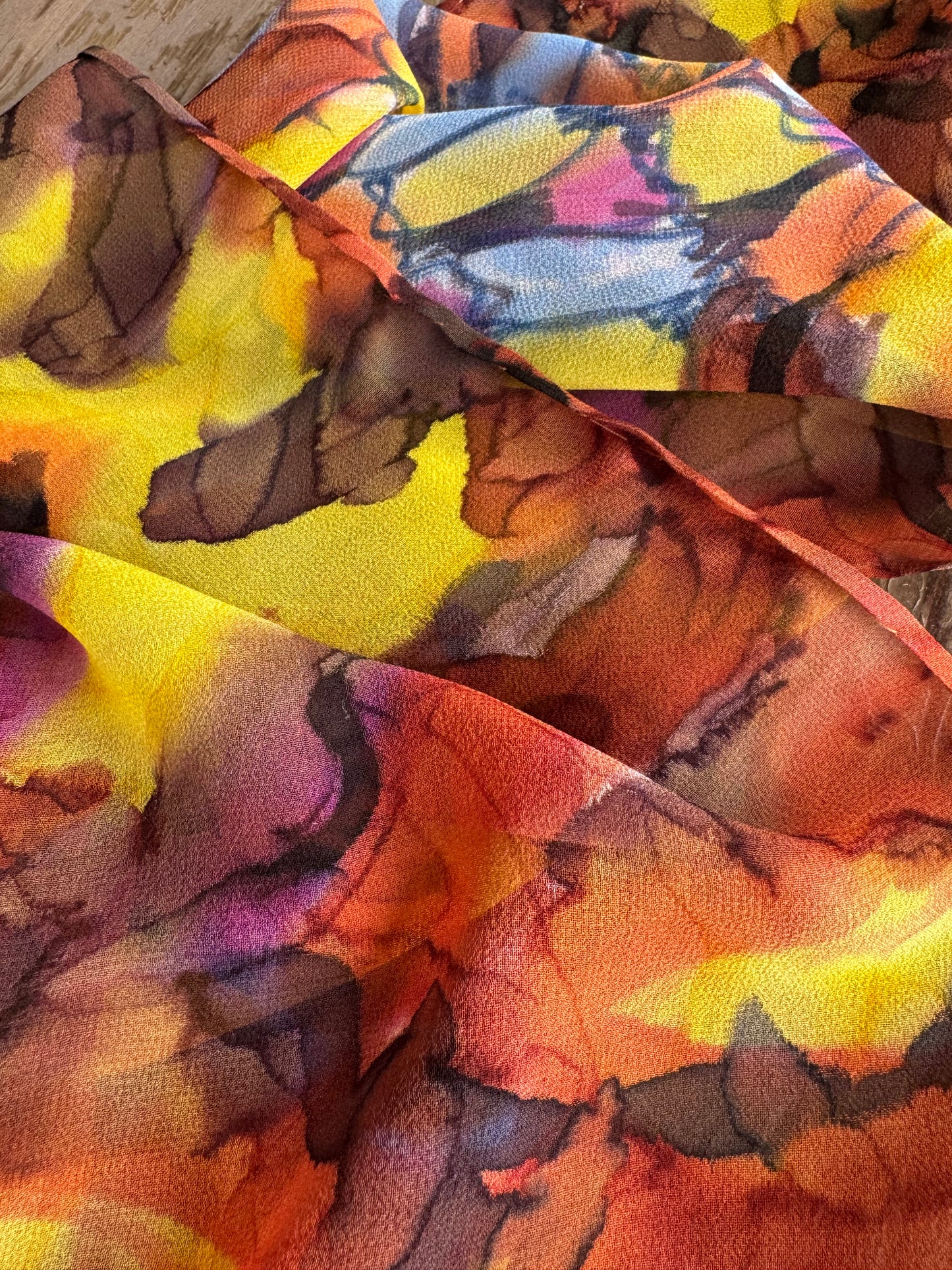 Sunflower Love Hand-Painted Silk Scarf