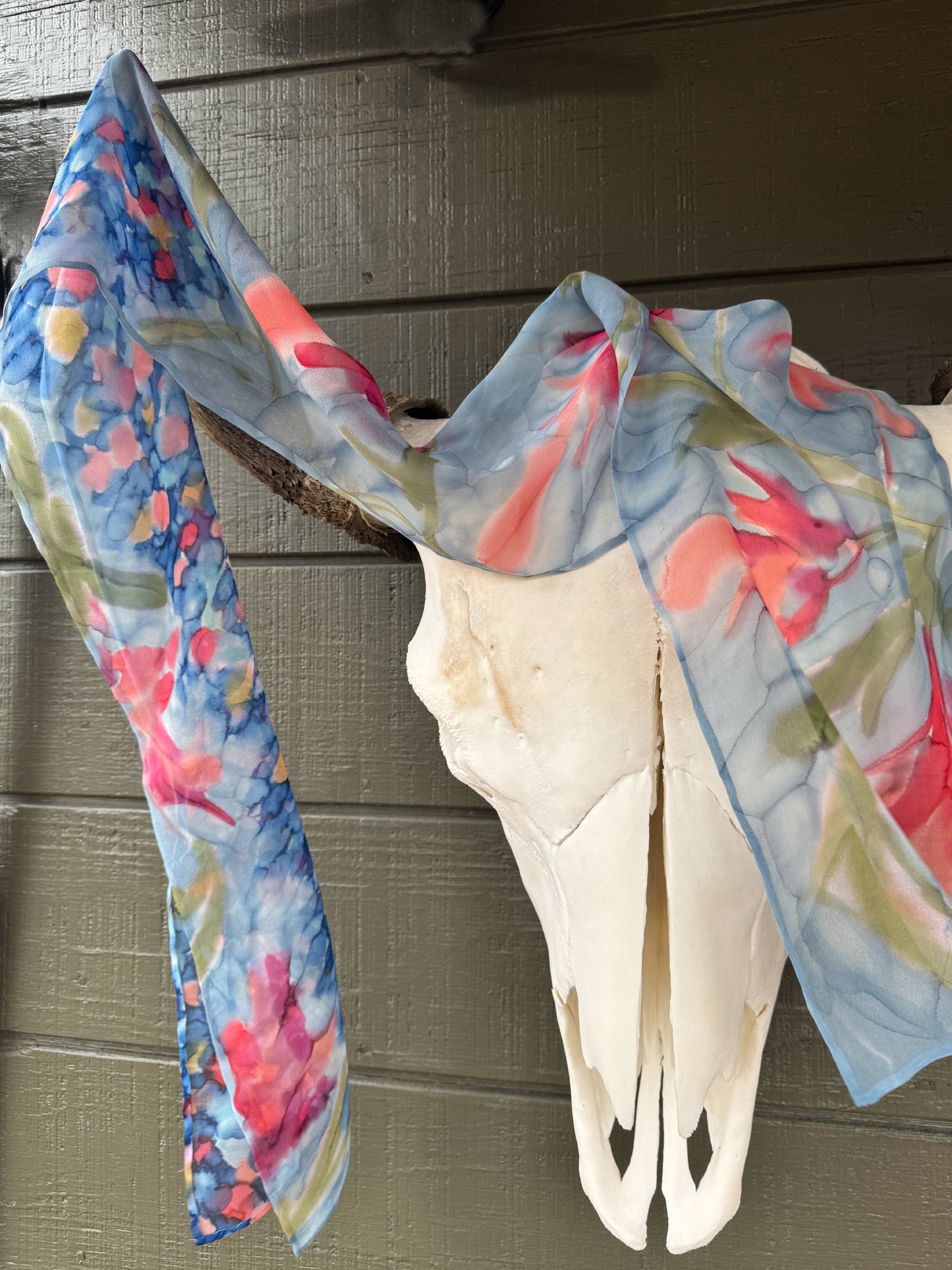 Indian Paintbrush Hand-Painted Silk Scarf