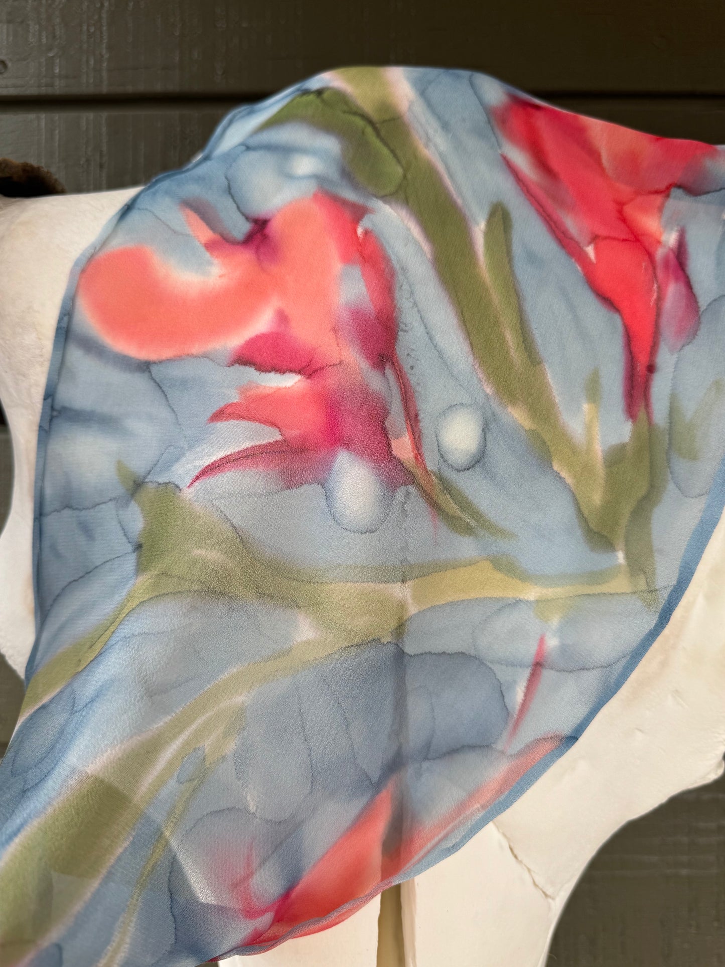 Indian Paintbrush Hand-Painted Silk Scarf
