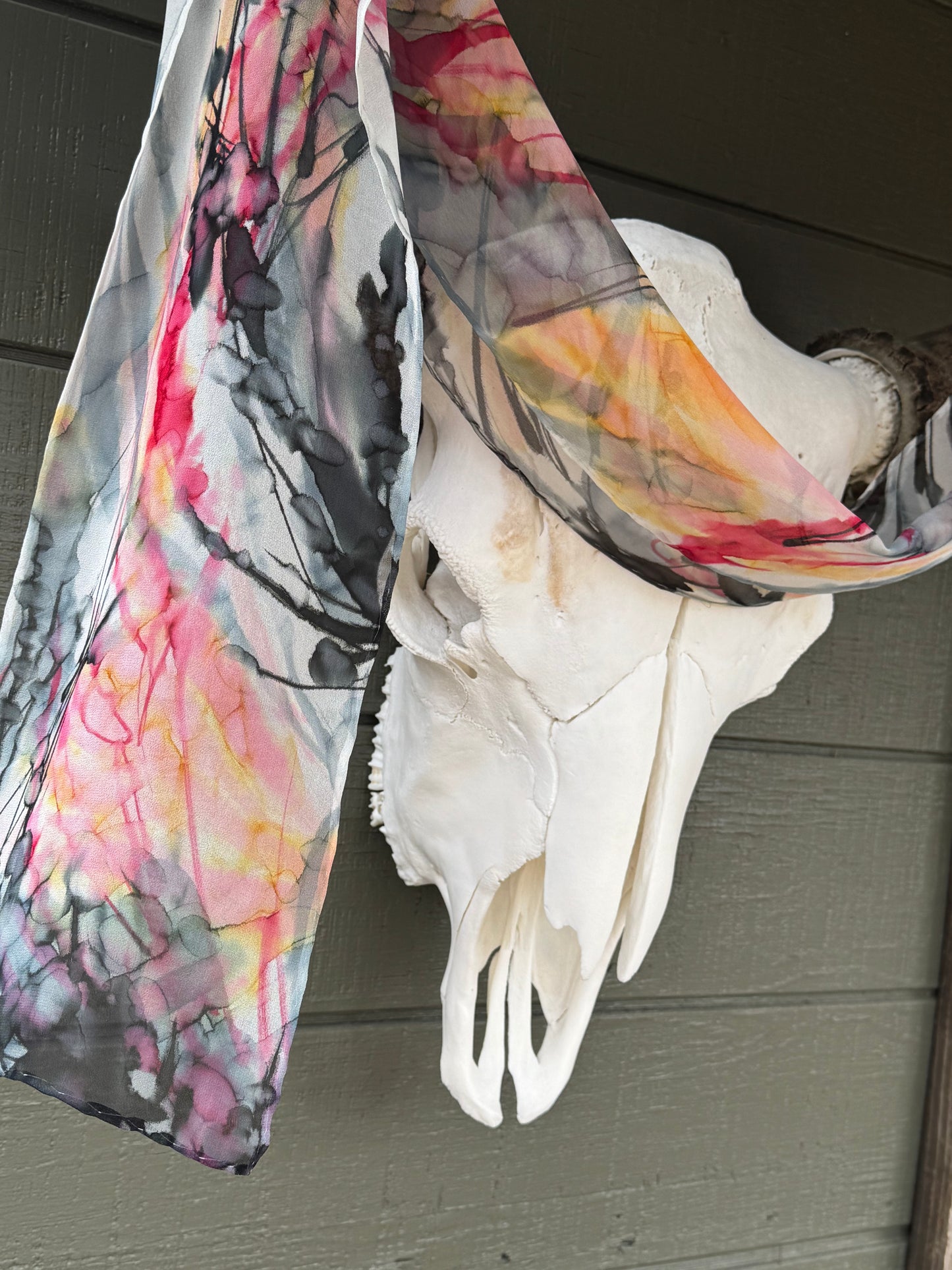 Montana Morning Hand-Painted Silk Scarf