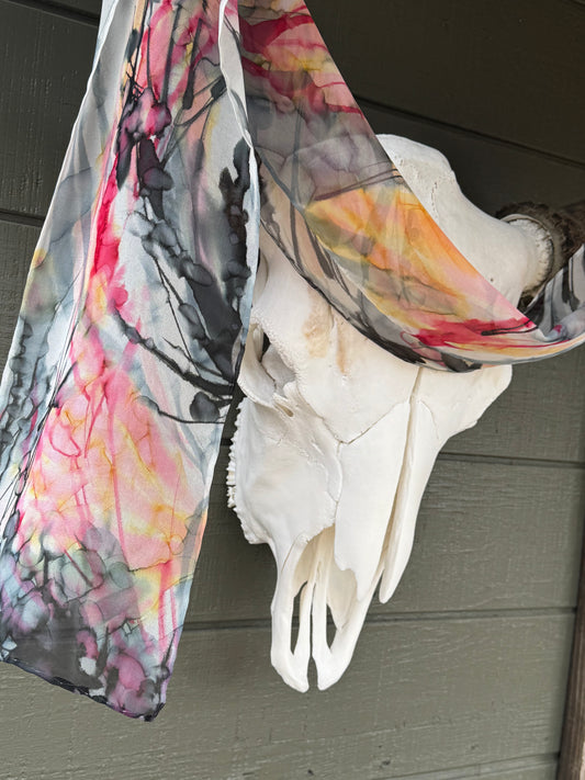 Montana Morning Hand-Painted Silk Scarf