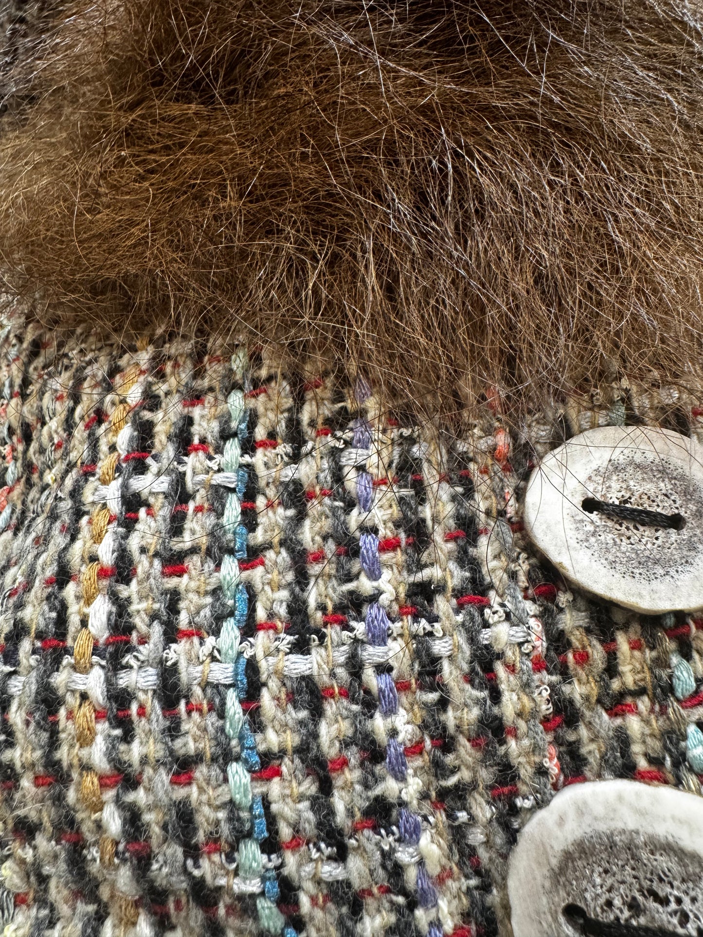 Embracing Joy Woven Wool Shawl with Bison Trim