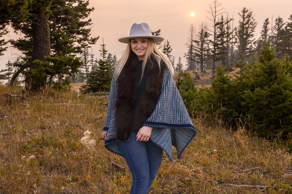 Rivers and Rocks Bison Trimmed Shawl