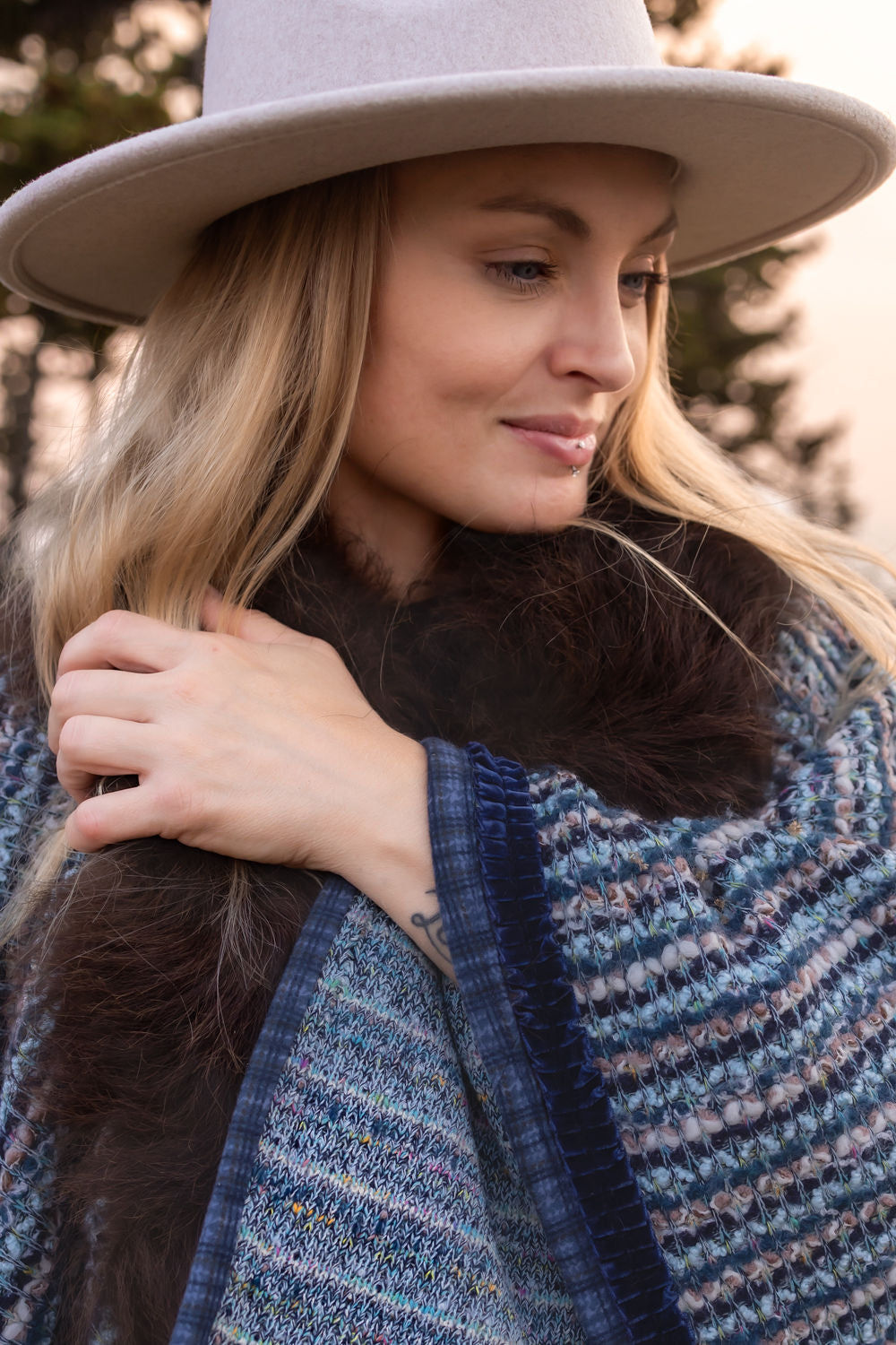 Rivers and Rocks Bison Trimmed Shawl