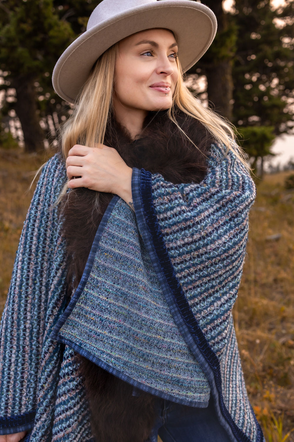 Rivers and Rocks Bison Trimmed Shawl