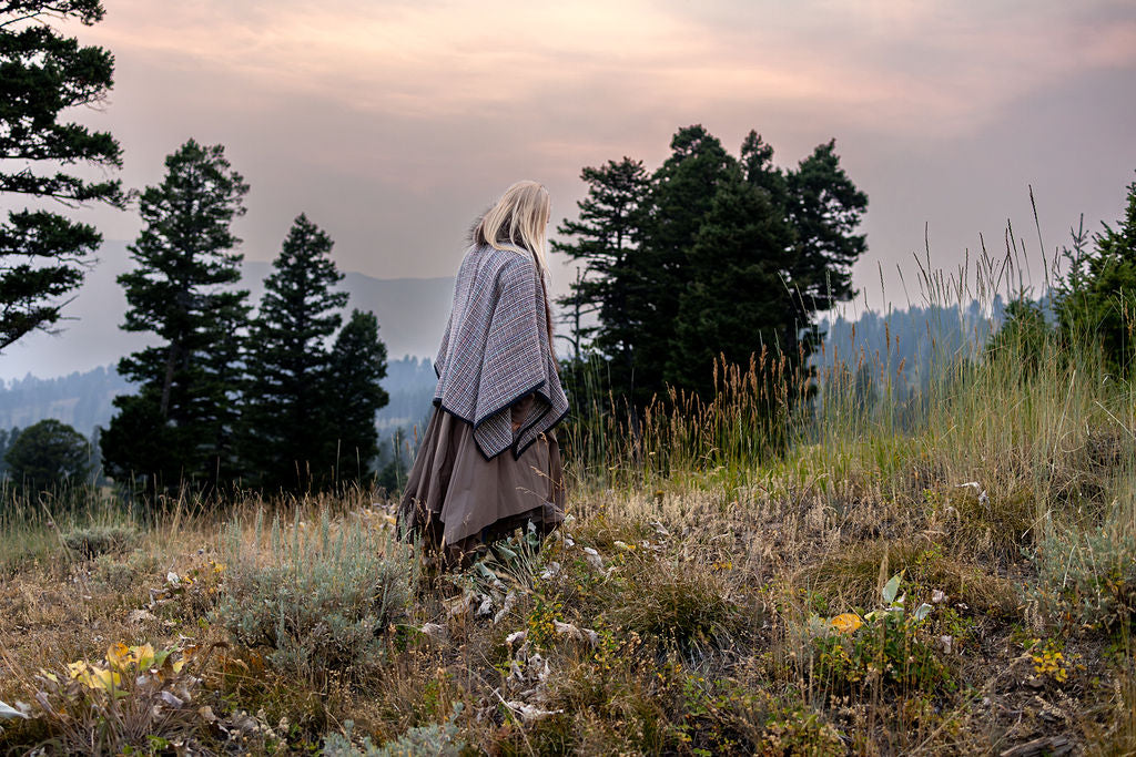 Embracing Joy Woven Wool Shawl with Bison Trim