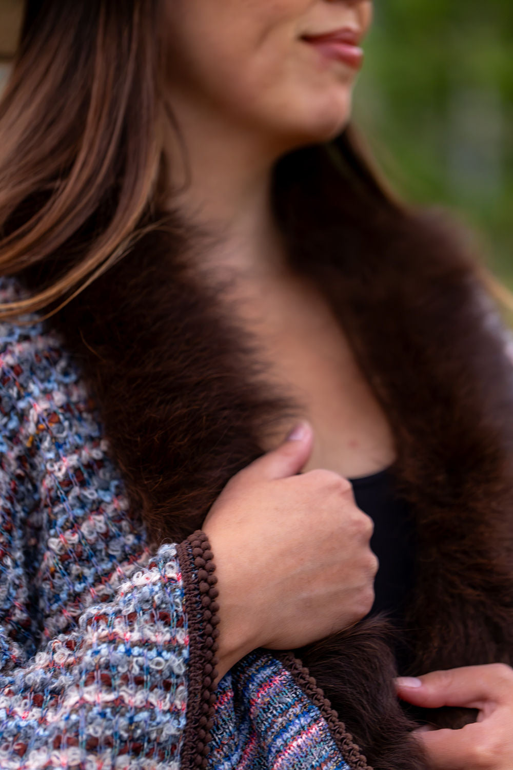Hiking the Trail to the Sky Shawl with Bison Trim