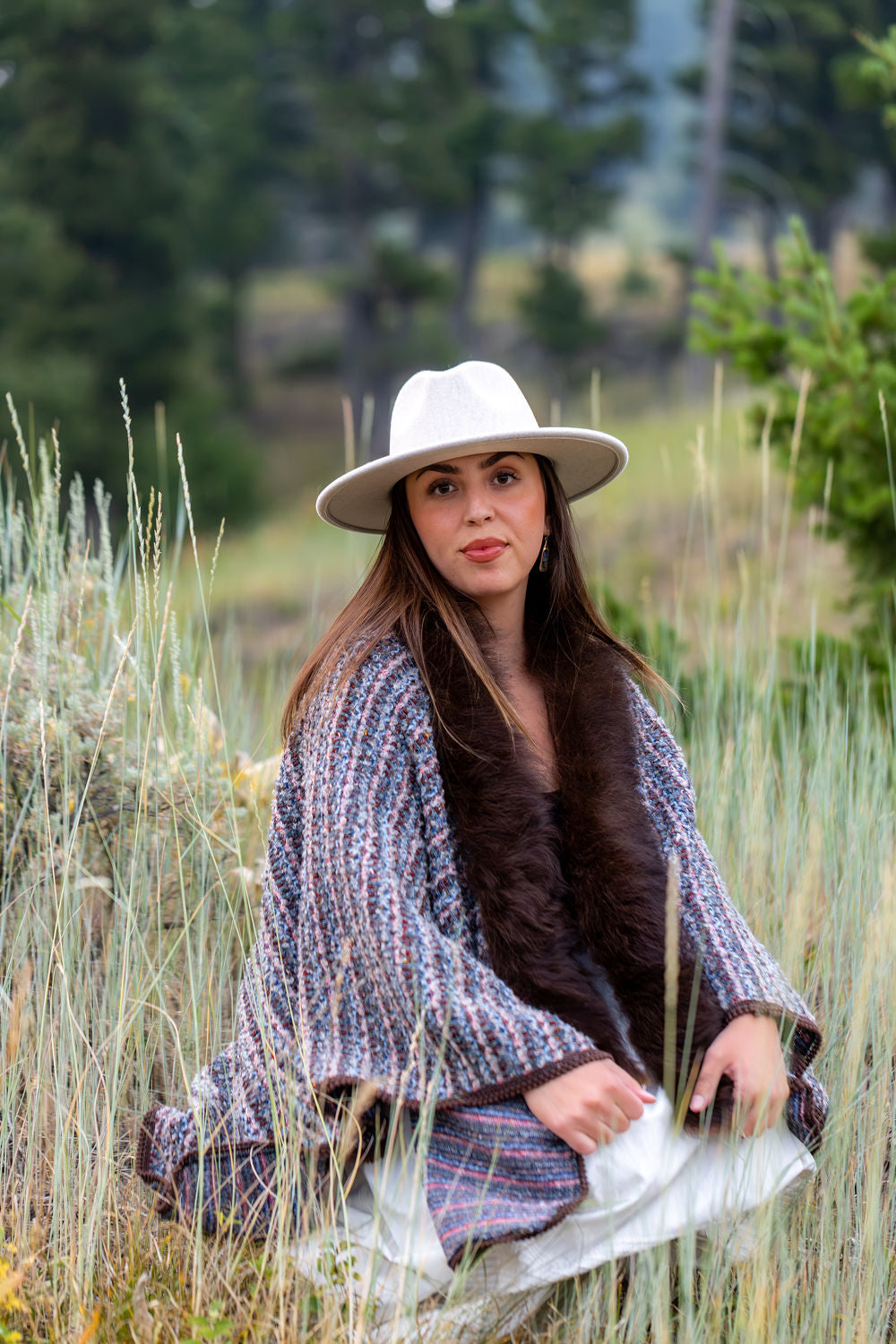 Hiking the Trail to the Sky Shawl with Bison Trim