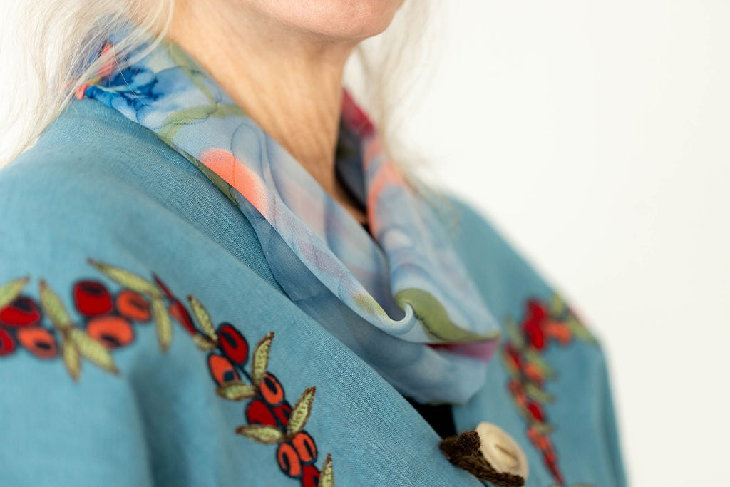 Indian Paintbrush Hand-Painted Silk Scarf