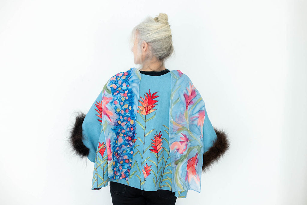 Indian Paintbrush Hand-Painted Silk Scarf