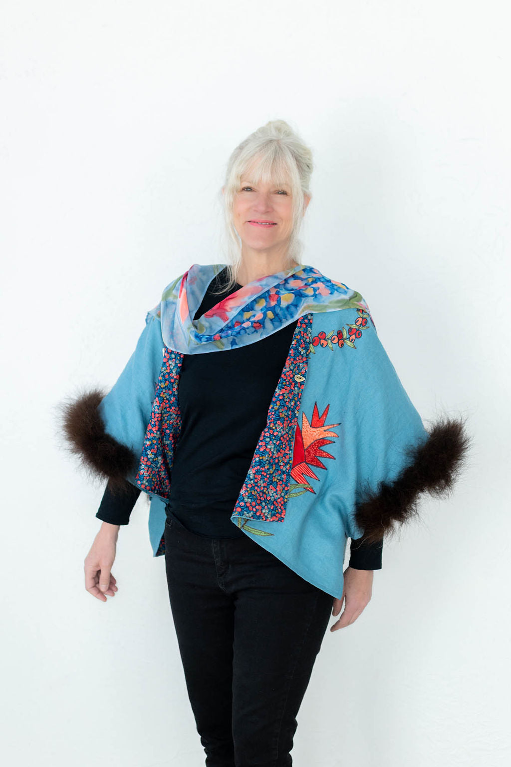 Indian Paintbrush Hand-Painted Silk Scarf