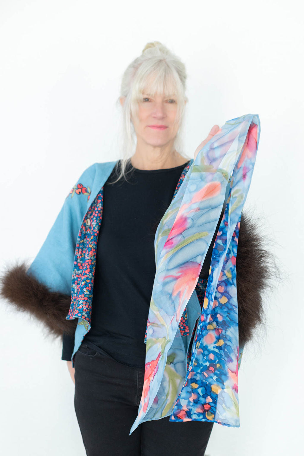 Indian Paintbrush Hand-Painted Silk Scarf