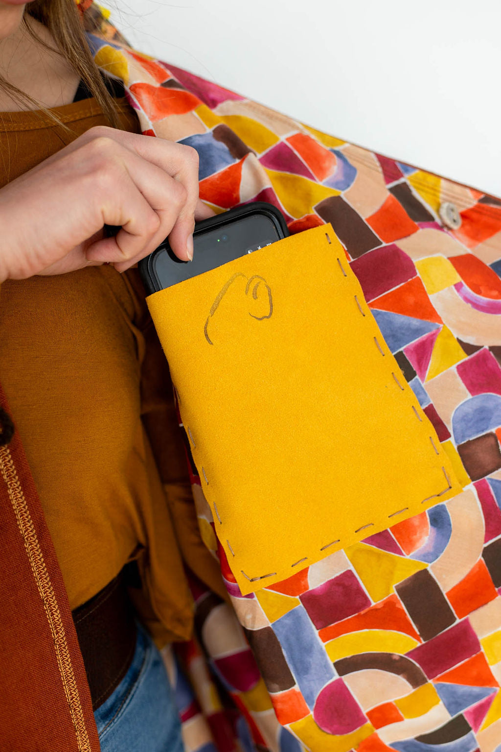 Bison Skull and Sunflowers Linen Capelet