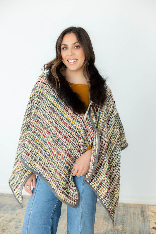 Summer's Day Woven Bison-Trimmed Cape