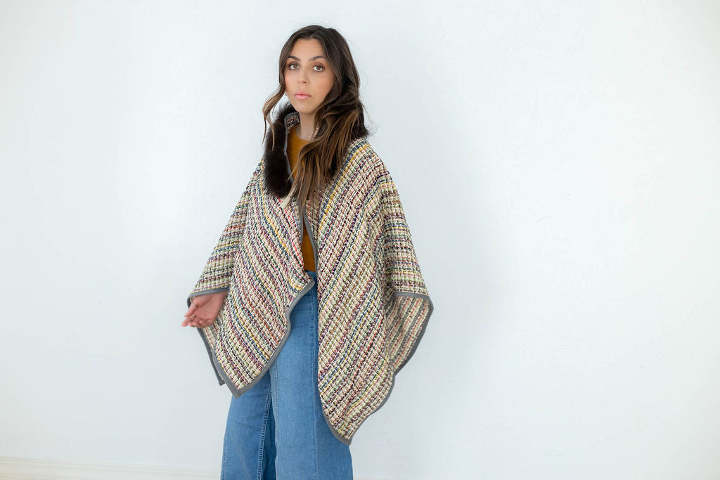 Summer's Day Woven Bison-Trimmed Cape