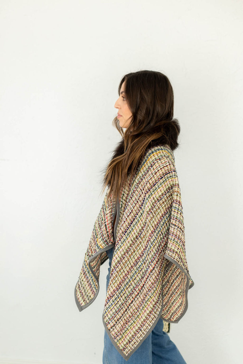 Summer's Day Woven Bison-Trimmed Cape