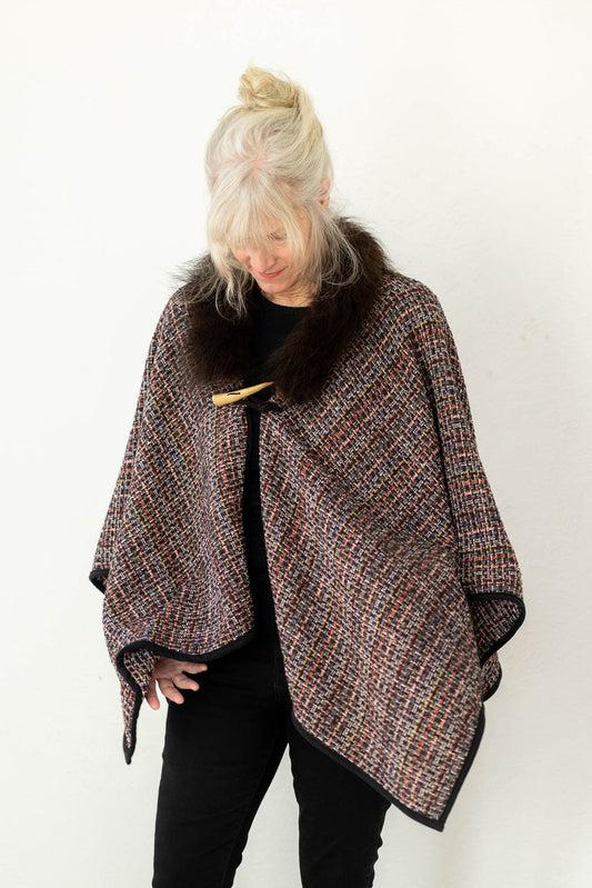 Summer Sunset Woven Bison Trimmed Cape