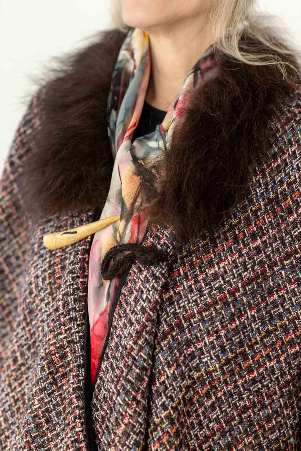 Summer Sunset Woven Bison Trimmed Cape