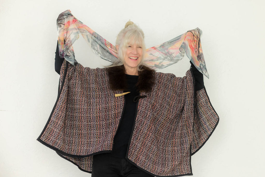 Montana Morning Hand-Painted Silk Scarf