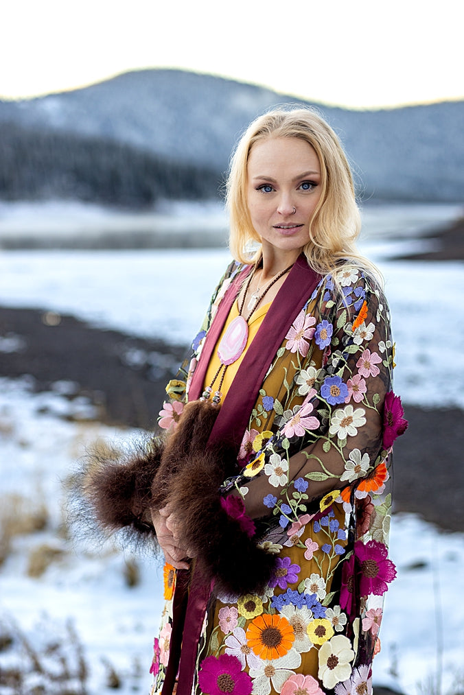 Field of Flowers Bison Trimmed Duster